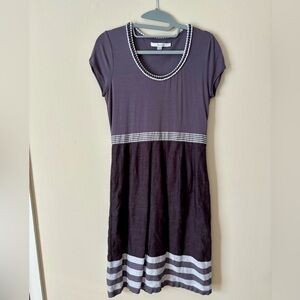 Boden Grey Stripe Waist Dress, Size 6R